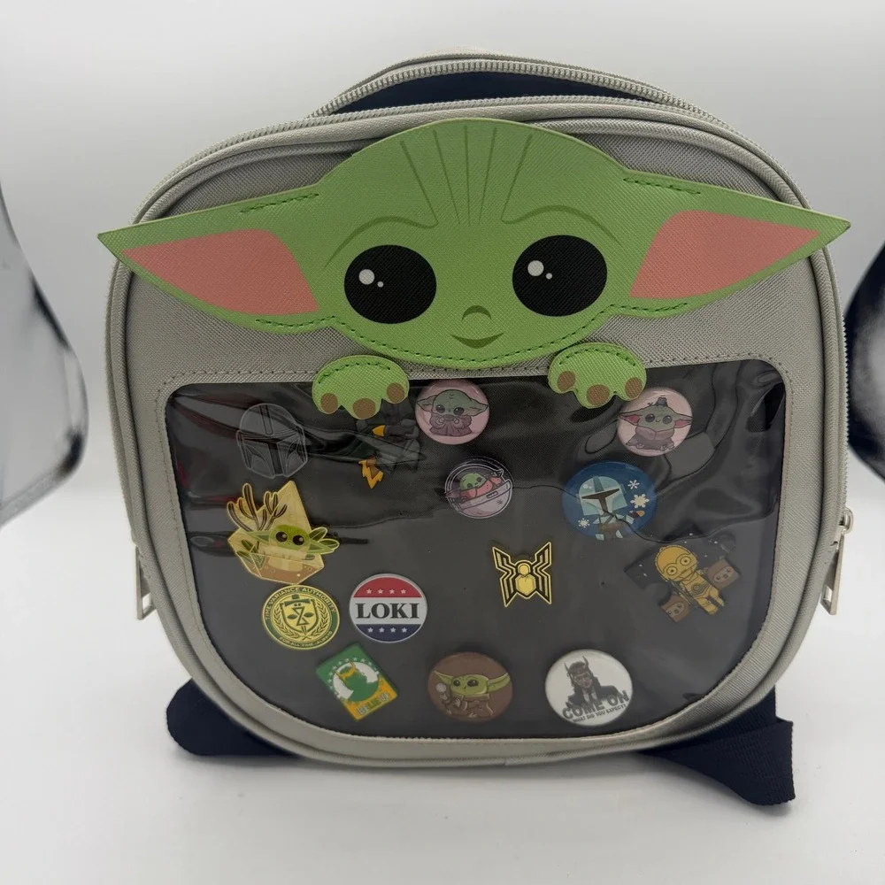 Star Wars Mandalorian Grogu Bioworld ITA Pin Display Mini Backpack with Pins